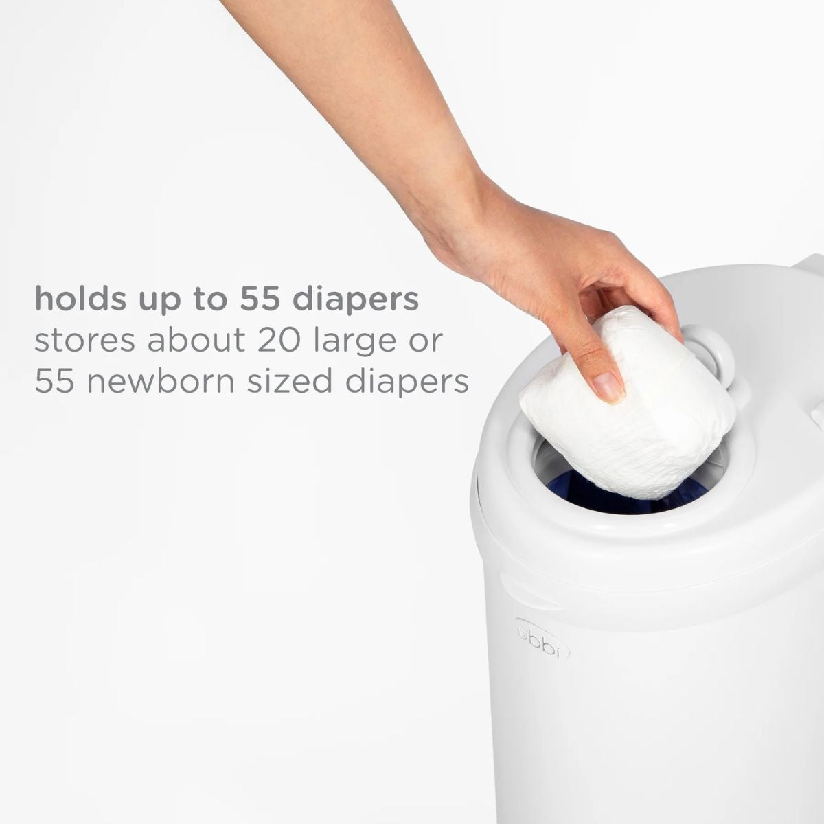 Ubbi Steel Diaper Pail Odor Control System - White - High Capacity and Easy Handling